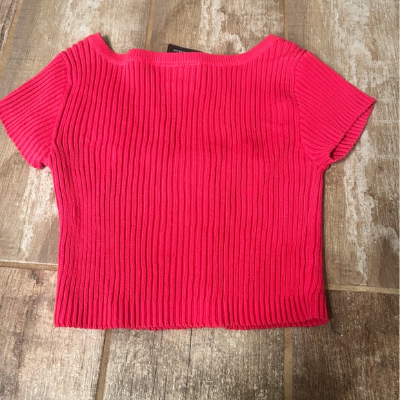 Polo by Ralph Lauren Pink Ribbed Button Crop Top - Picture 6 of 8